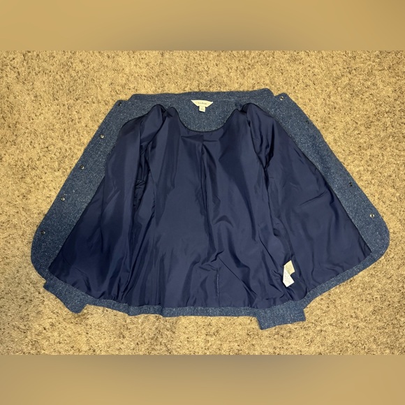 L.L. BEAN Stonington Gray Blue Herringbone Italian Tweed Jacket Elbow Patches L - Picture 2 of 11